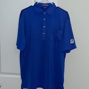 Peter Millar Duke Royal Blue Summer Comfort golf pocket polo shirt M Bridgestone